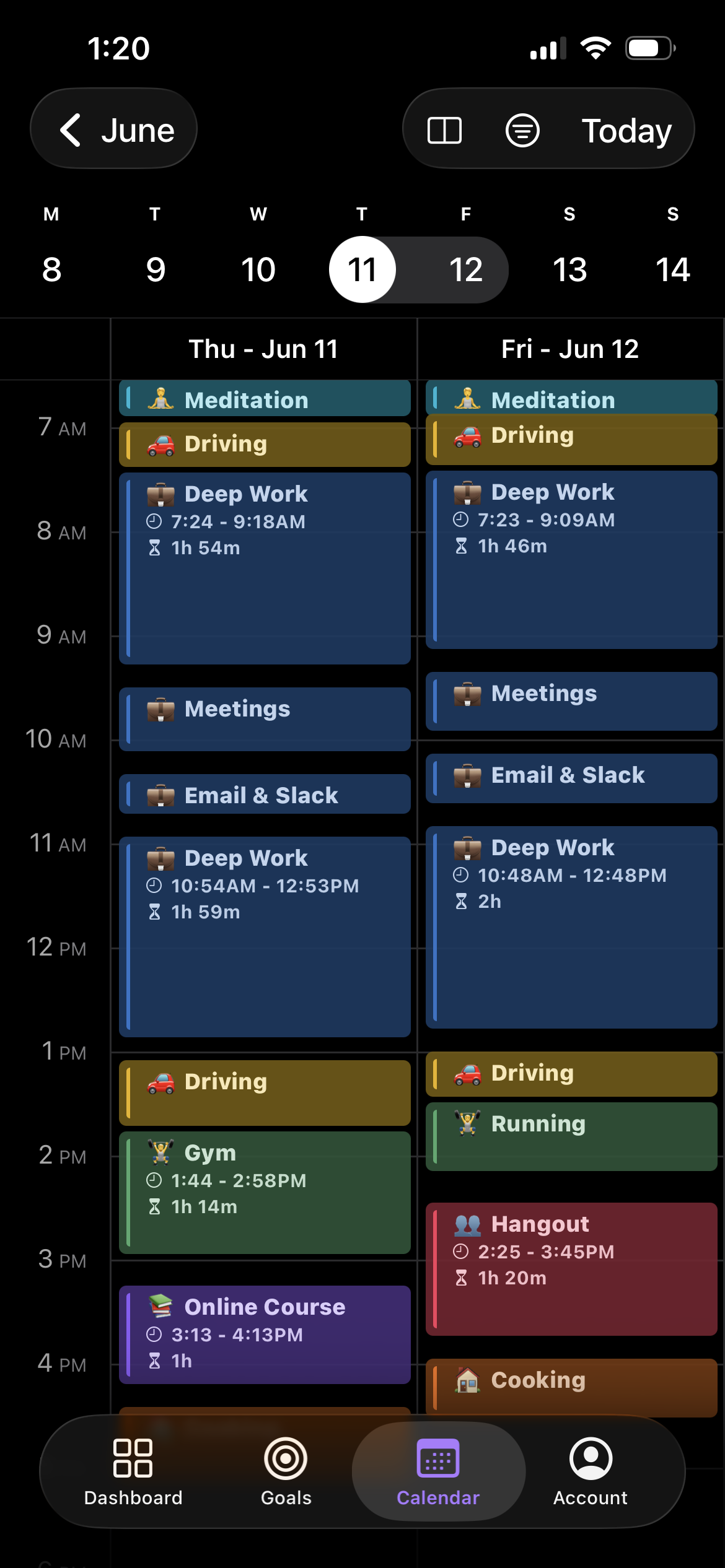 Calendar view
